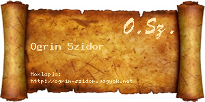 Ogrin Szidor névjegykártya